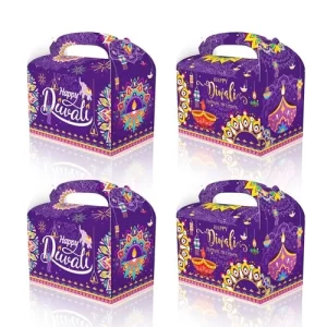 Custom Diwali festive gift packaging box with gold foil printing